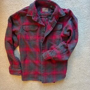 Mens Plaid Flannel Shirt in Red and Gray